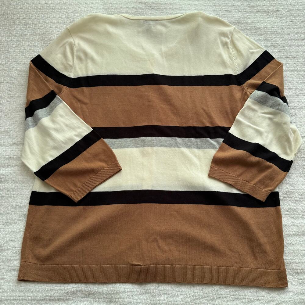 XL Talbots Multicolor Stripe 3/4 Sleeve Cardigan - Picture 2 of 7